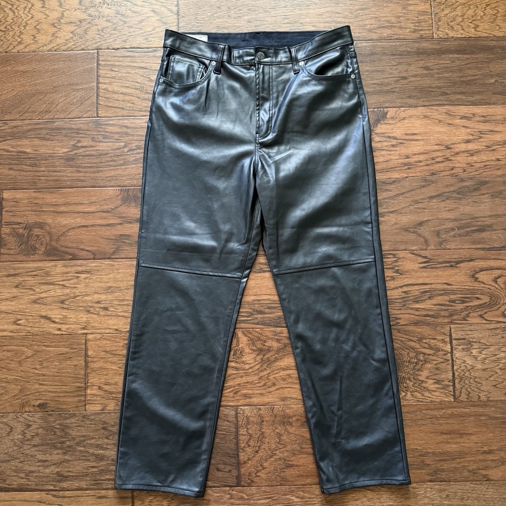 GAP Cheeky Straight Sky High Faux Leather Pants Black Night Out 32 | 14R